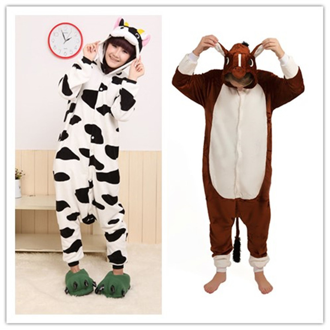 Zoológico Granja Caballo Vaca Onesiee Kigurumi Disfraz Capucha Pijama Dormir Uso