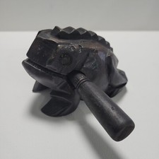 Wooden Lucky Frog Croaking Musical Instrument and Wood Stick Vintage