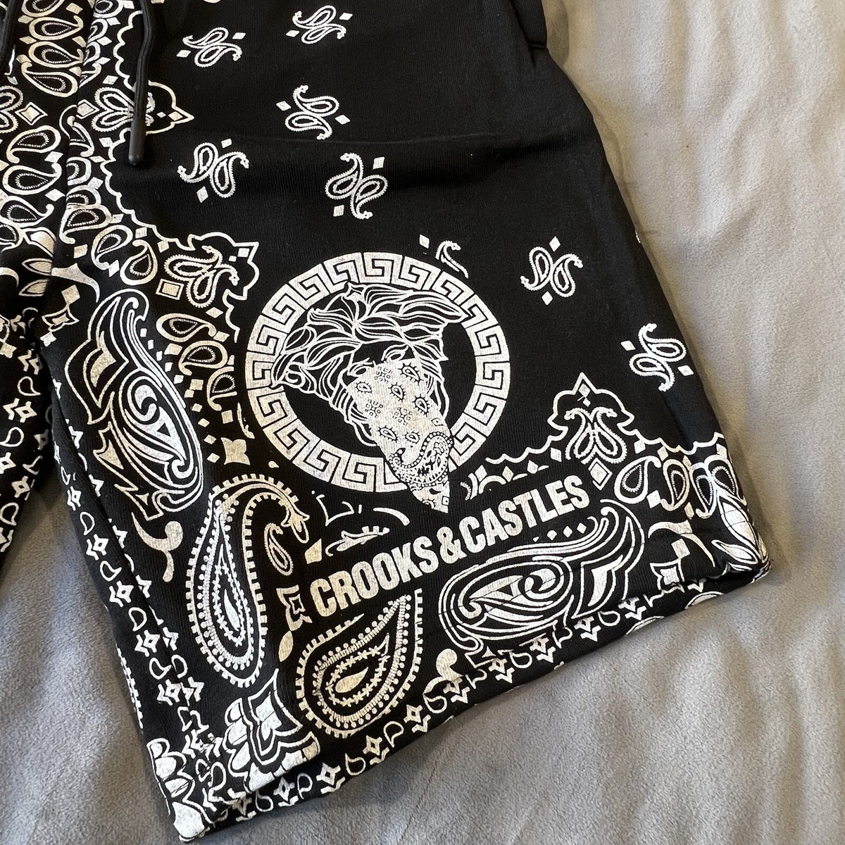 Crooks & Castles Men's Bandana Core Medusa Sweat Shorts in