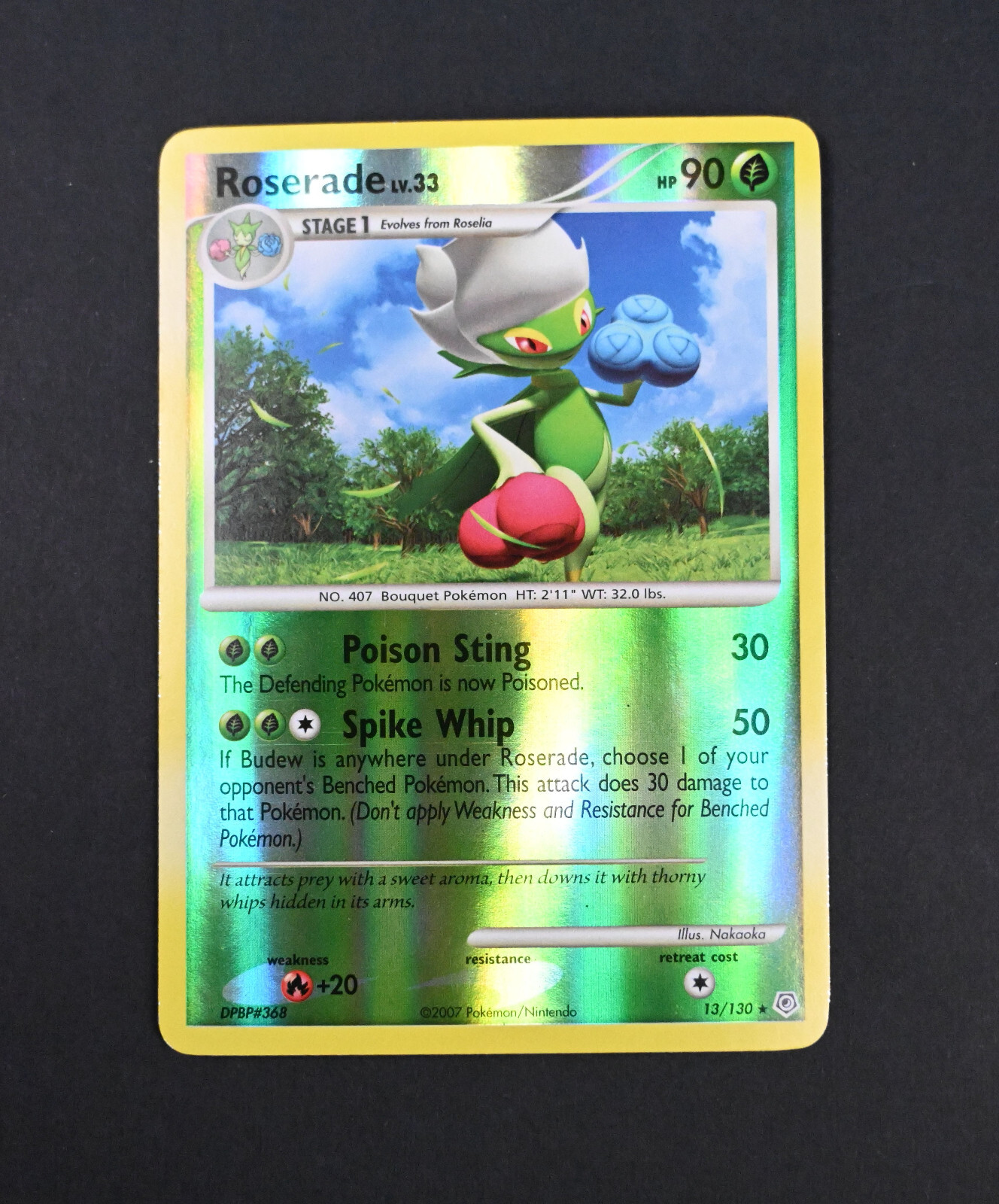 NM Roserade Reverse Holo 13/130 Diamond and Pearl (DP) Pokemon Card