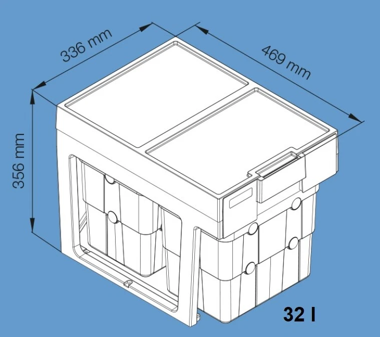 Under Sink Pull out Bin 2 x 16 L Kitchen 400 mm Cabinet EASYWASTE  