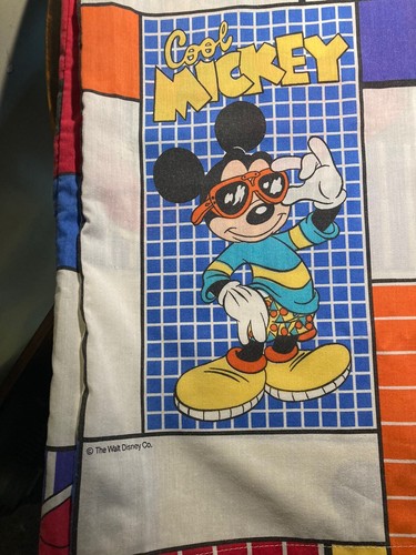 Cool Mickey Mouse Twin Sheet Vintage Disney Kid’s Bed Sheet Skateboard Boombox - Picture 3 of 5