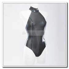 Latex Leotards Women Swimsuit Halter Entry No Zip Gray Unisex Customized .4mm J4