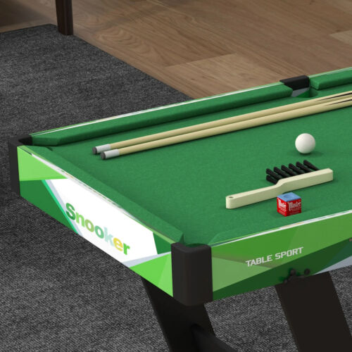 Indoor Mini Pool Table Set With 2 Cues Foldable Space Saving Billard Tables - Picture 7 of 11