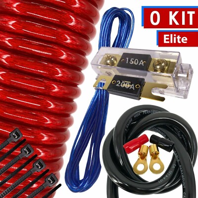 HOT Audiobank 0 Gauge 6000W Car Amplifier Installation Power Amp Wiring Kit Red