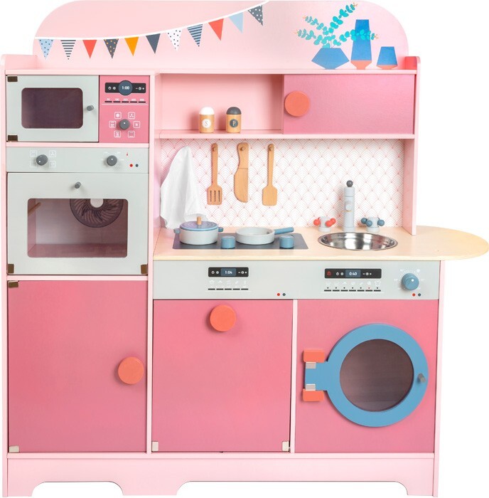 Cuisine pour enfants en bois robuste pour éviter le plastique avec four et lave-linge