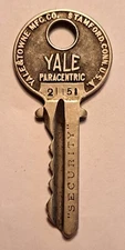 Antique Vintage Yale Paracentric "SECURITY" Key Yale & Towne Stamford Conn USA