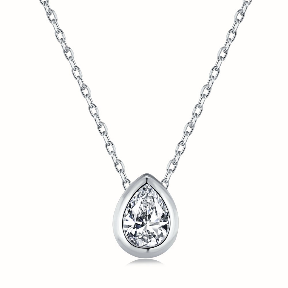 ネックレス・ペンダント QUARQOR 7509 silver925 NECKLACE Sterling Silver 925 CZ Pear shape Bezel Solitaire Pendant