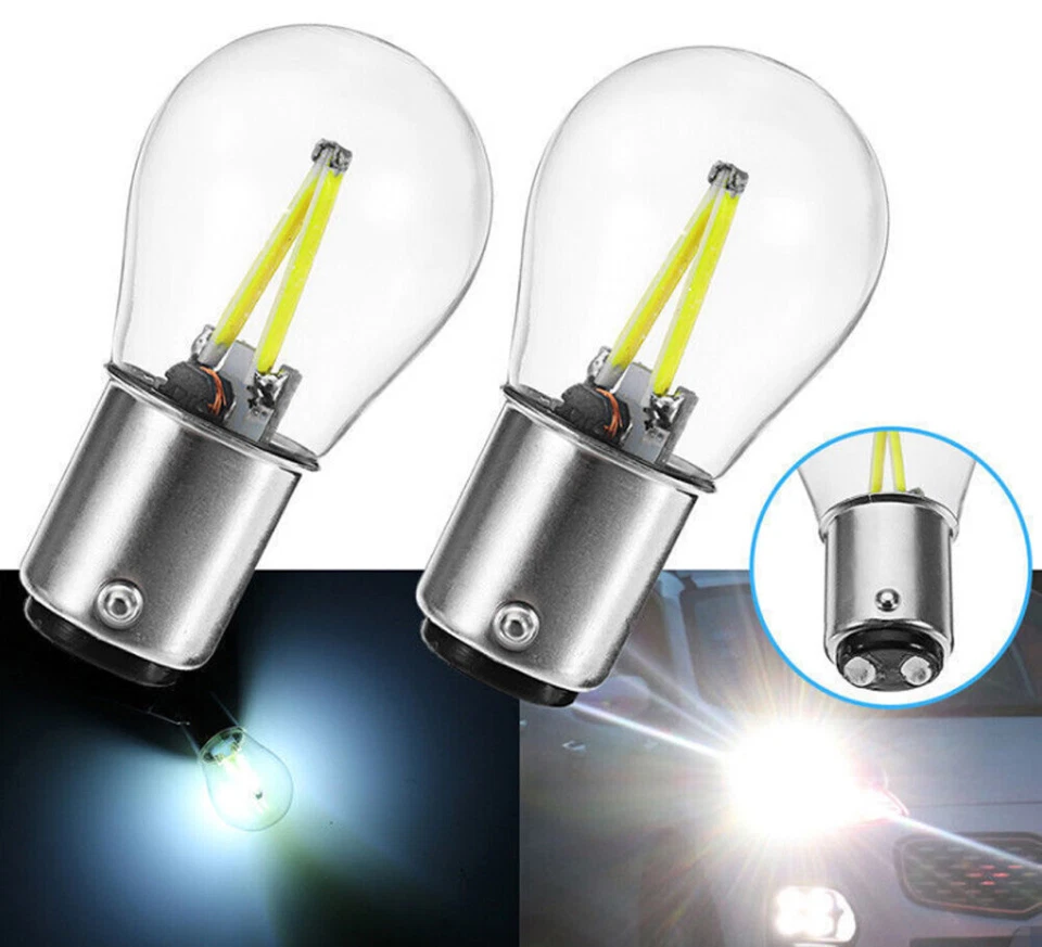 2 Stk. P21/5W BAY15D 1157 COB Auto LED Bremslicht Rückleuchte Lampe Weiß 12V/24V - Bild 3 von 4