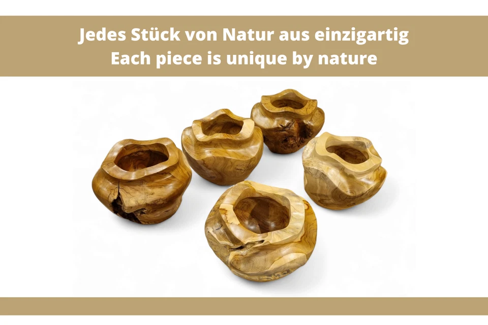 Holz Übertopf Wurzelholz Blumentopf Teak Schale Orchideen Topf Dekoration Schale - Bild 4 von 4