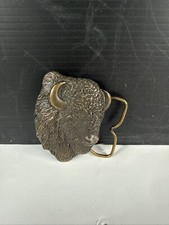 Buffalo Bison Vintage Bergamot 1978 Brass Works Belt Buckle USA Made   