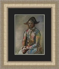 Pablo Picasso Seated Harlequin Custom Framed Print