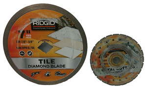 Mixed Lot Ridgid 7" Diamond Blade & 4.5" Metal Cutting Blade for Saw & Grinder