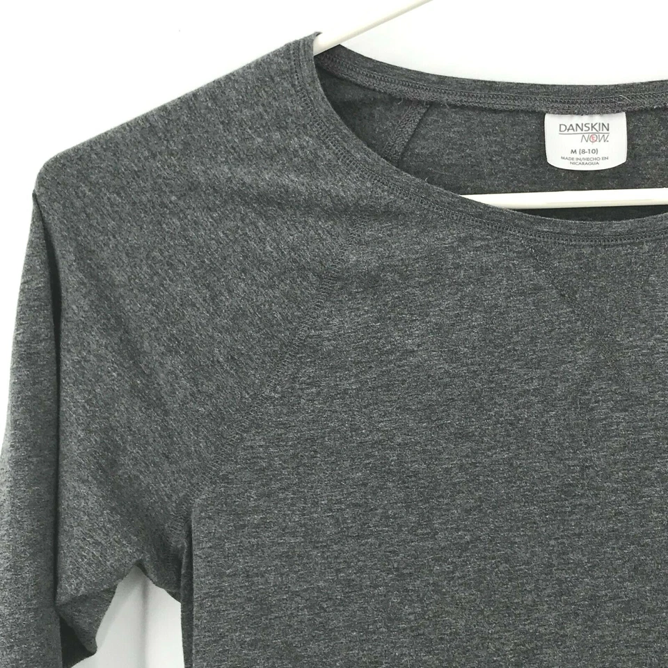Camisa para mujer Danskin Now gris mediana manga larga pulóver ropa deportiva informal top Foto 4 de 4