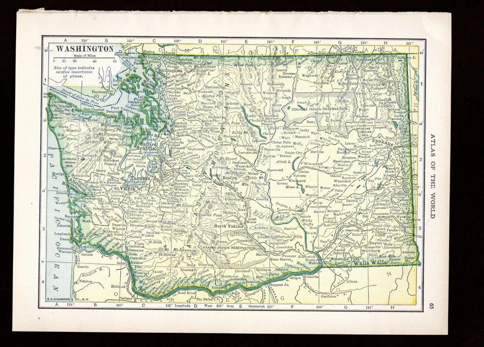 1911 Original Hammond Map: Alaska Terr. on rev. Washington w/Ind. Reservations - Image 3 of 4