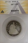 1877 .50   ANACS   G 4  1800's Half Dollar, Liberty Seated Half