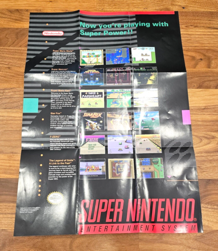 NINTENDO SUPER SNES CLASSIC POSTER English French Mario Metro Zelda Star Fox - Picture 1 of 8