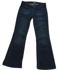 7 FOR ALL MANKIND Women’s Sz 26 FLYNT Boot Cut Denim Blue Jeans 28X27” USA Made