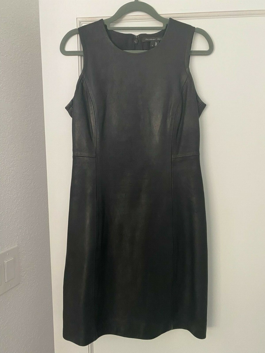 Theyskens' Theory Leather Sheath Dress 2 / XS Black Sleeveless Lambskin  Quilted