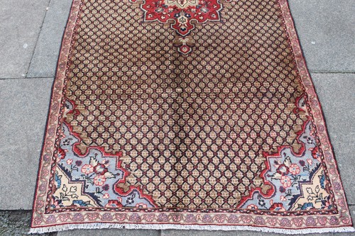 Vintage Worn Hand Made Traditional Oriental Wool Brown Red Large Rug 246x116cm - Picture 4 of 17