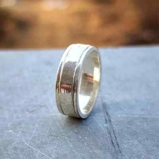 925 Sterling Silver Spinner Ring Unisex Stackable Ring Thick Silver Wedding Band