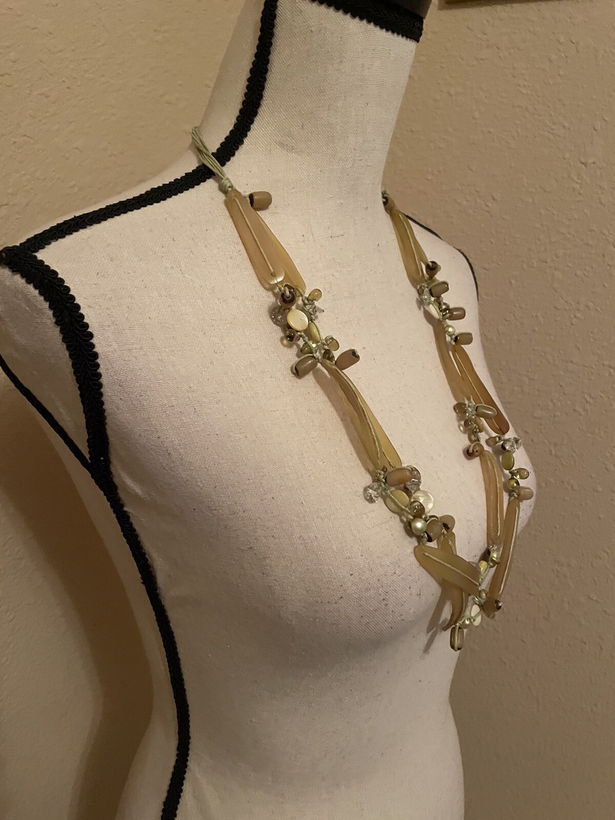 Green Double Strand Beaded Statement Costume Neck… - image 6