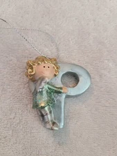NWOT Ganz Baby Girl Christmas Holiday Glitter 2" Initial Angel Ornament Letter P