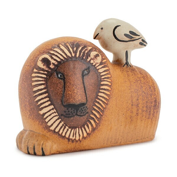 Lisa Larson Lion with Bird Gustavsberg Small Pottery Figure