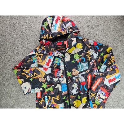 Members Only Nickelodeon Rugrats Windbreaker Mens Medium All Over Print Full Zip