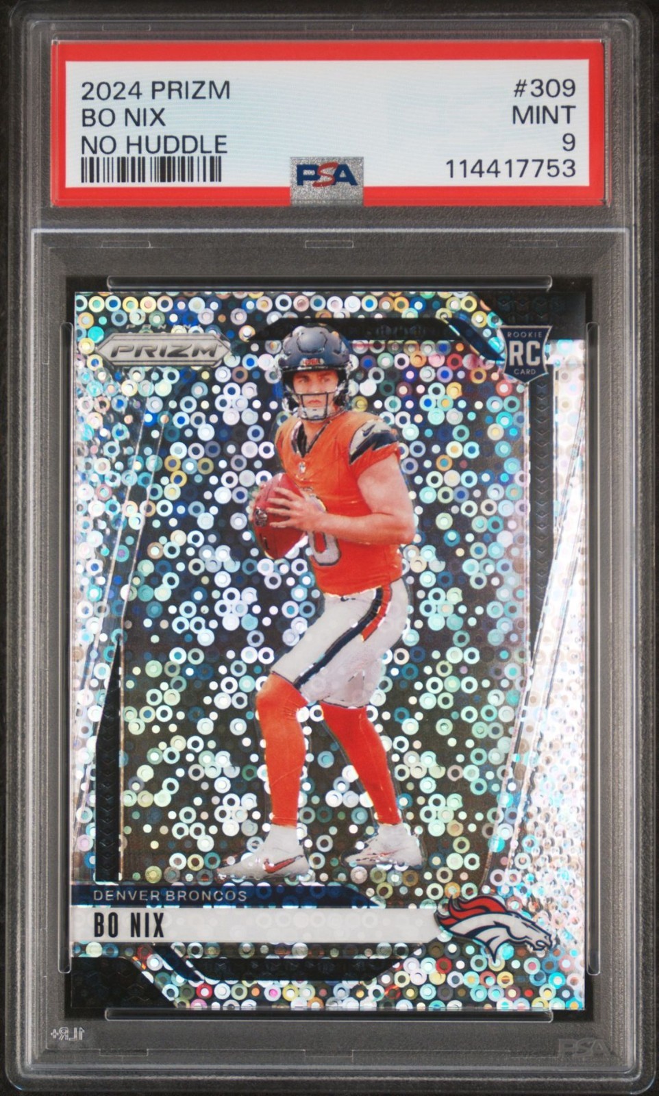 Bo Nix 2024 Panini Prizm No Huddle Disco Prizm PSA 9 #309 Rookie RC