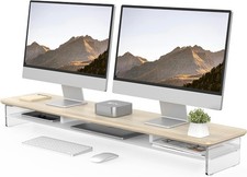 Acrylic Dual Monitor Stand Riser,42.5 Inch Monitor Stand 2-Tier Acrylic Dual Mon