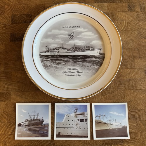 N.S. Savannah Plate + 3 Original 1963 Photos World’s First Nuclear Ship Atomic