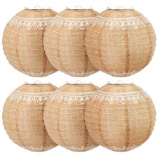 6 Pcs Burlap Paper Lanterns 8 Inch Boho Chinese Paper Lantern Decorative Hang