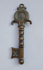 Alter schwerer Bronze Korkenzieher Flaschen&ouml;ffner Schl&uuml;sselform 22 cm 526 gr