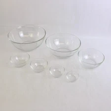 Vtg Set Of 7 Duralex Glass Graduated Nesting Mixing Serving Bowls 2.5 to 9 Inch