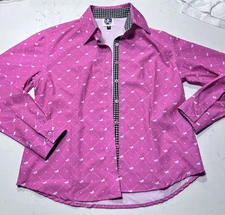Royal Highness Equestrian Pink/black Girls Size XL Western Show Riding Button Up