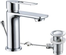 Basin Taps with Pop up Waste, Modern Basin Mixer Tap Bathroom Sink Taps Mono Sin