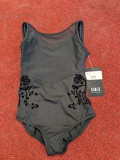 Bloch Cl0535 Black Tank Leotard Flocked Velvet Floral Girls 2-4 Dance Movement
