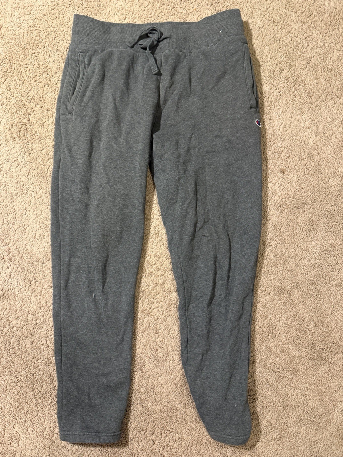 Champion Fleece Sweatpants Mens Size L Gray Joggers Drawstring Pockets 1717071