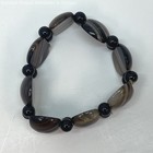 Brown Striped Agate Beaded Stretch Bracelet 55.0g — photo 3