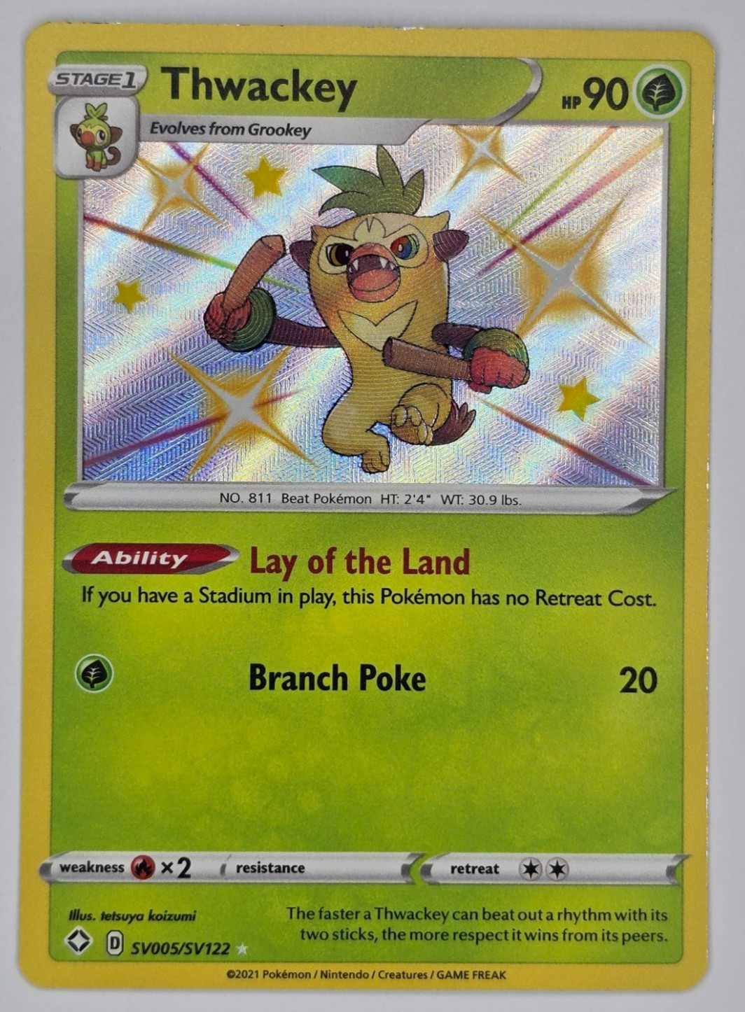 Thwackey SV005/SV122 Shiny Holo Rare Shining Fates: Shiny Vault NM