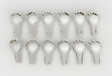 Lot of 12: NEW Silver Metal Shower Curtain Hooks Roller Rings Set 2 3/4" x 1.5"