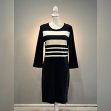 B/W Talbots Striped L/S Dress Size M EUC