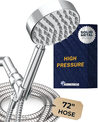 #ad HammerHead Showers® Solid Metal Handheld Shower Head 2.5 GPM Polished Chrome $134.76