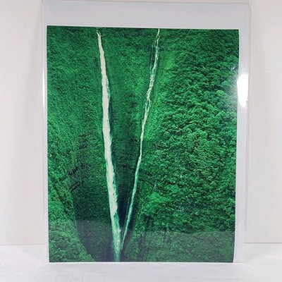 Waterfall Hawaii Arial View Photographer Signed 8x10 Photograph Color