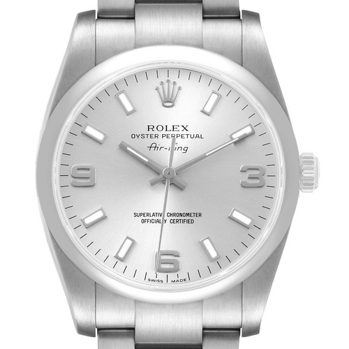 Rolex Oyster Perpetual Air King Silver Dial Mens Watch 114200 Card