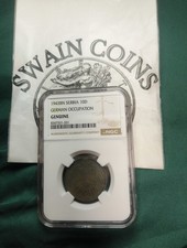 1943BN Serbia 10D (Dinara) German Occupation Coin - NGC  Genuine EY128-29