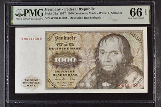 Germany Federal Republic 1000 Deutsche Mark 1977 PMG 66