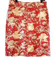 Pendleton Vintage Red Tan Floral Print Skirt Size 10 Classic Coastal Cowgirl