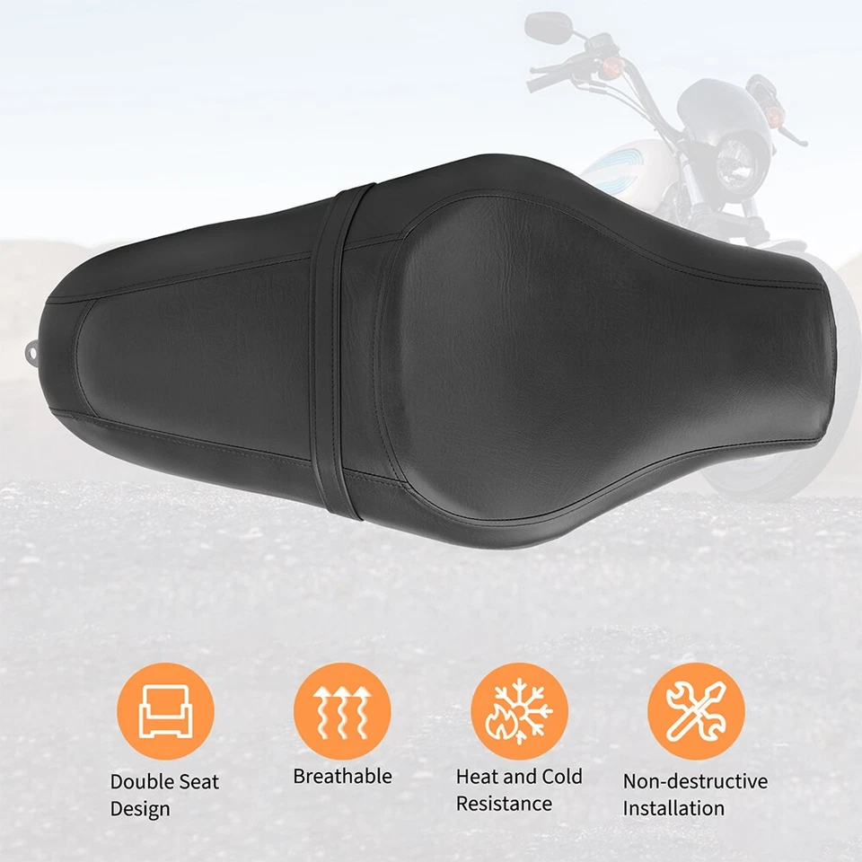 Two-Up Seat Passenger Driver Saddle For Harley Davidson Sportster XL883 1200  Foto 3 de 4